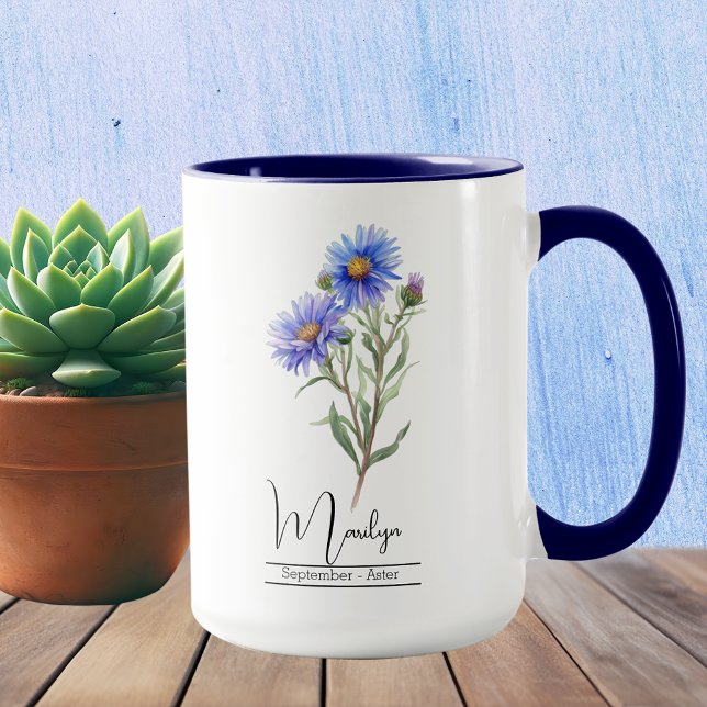 Caneca Nascimento Mês Flor Setembro Aster Mug (Criador carregado)
