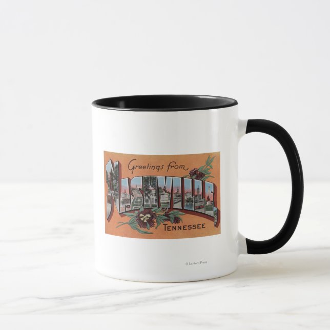 Caneca Nashville, Tennessee - Cenas com Letras Grandes (Direita)