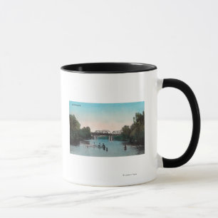 Caneca Natação e Barco no lago de Winters