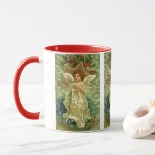Caneca Natais vintages, Anjo Vitoriano com Estrelas Doura