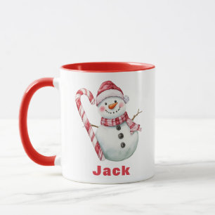 Caneca Natais vintages Candy Cane Snowman