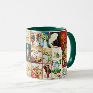 Caneca Natais vintages Cenas e Temas Colagem