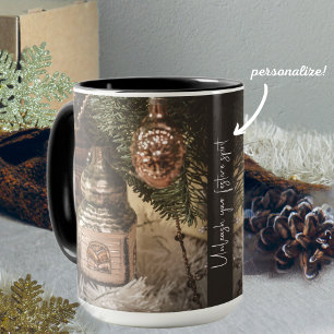 Caneca Natais vintages e árvore de Natal