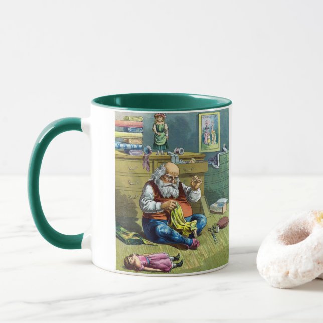 Caneca Natais vintages, Fazer de Papai Noel Bonecas (Com Donut)