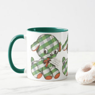 Caneca Natais vintages Gingham Cachorro Cachorro Enchido
