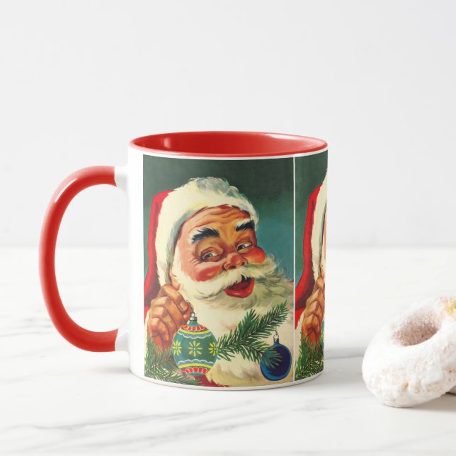 Caneca Natais vintages, Jolly Retro 50 Papai Noel (Com Donut)