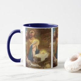 Caneca Natais vintages Natividade, Mary Joseph Baby Jesus