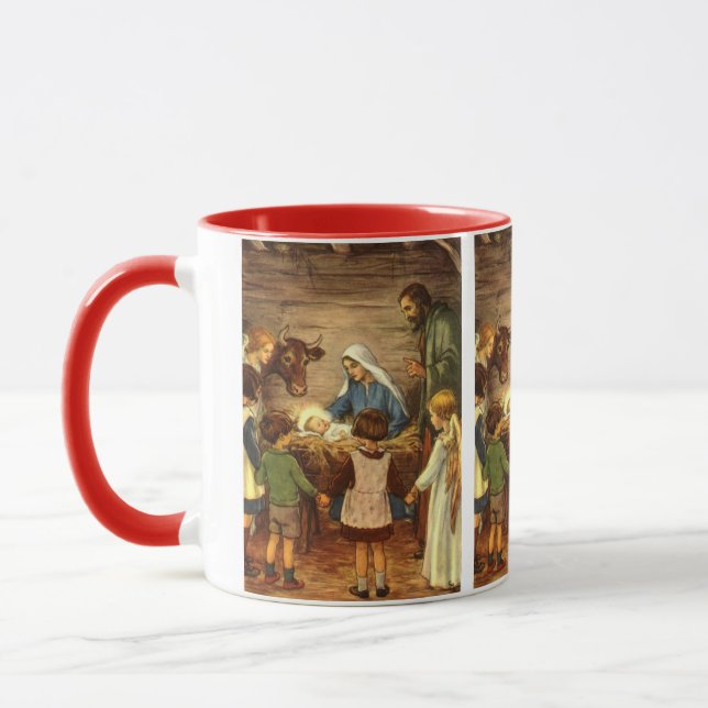 Caneca Natais vintages, Natividade Religiosa com Jesus Be (Esquerda)