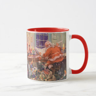 Caneca Natais vintages, Papai Noel com o Workshop Elves