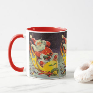 Caneca Natais vintages, Papai Noel num Espachante