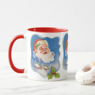 Caneca Natais vintages, Retro Jolly Santa Claus