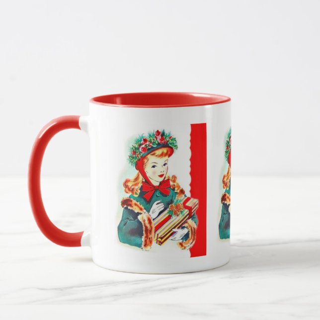Caneca natais vintages retro senhora Feriado (Esquerda)