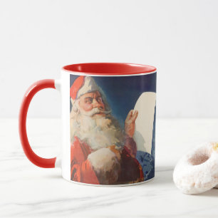 Caneca Natais vintages, Santa Claus, Lista Bela