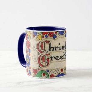 Caneca Natais vintages saudações com limite decorativo