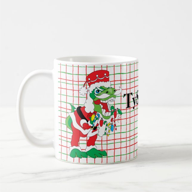Caneca Natal 11 oz. TySANTAsaurus Rex (Esquerda)