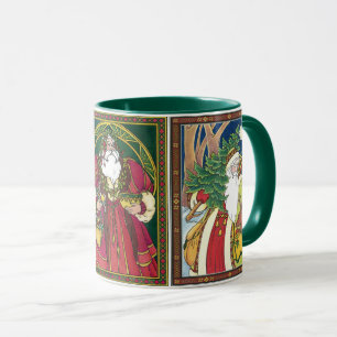 Caneca Natal Antigo, 3 Papais Noel Diferentes