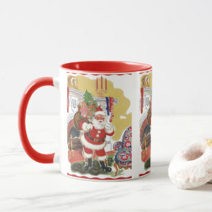 Caneca Natal Antigo, Alegre Papai Noel com Presentes