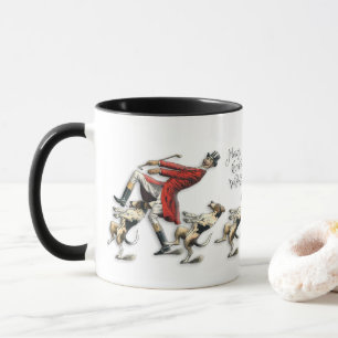 Caneca Natal Antigo Fofo Homem e Cachorros