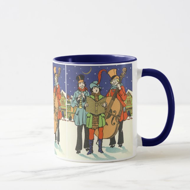 Caneca Natal Antigo, Músicos Cantando Canções de Natal co (Direita)