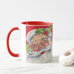Caneca Natal Antigo, Papai Noel Alegre com seu Chapéu