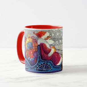 Caneca Natal Antigo, Papai Noel Cavalo Trenó Aberto