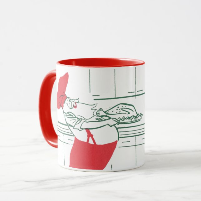 Caneca Natal Antigo, Papai Noel Chef e Peru (Frente Esquerda)
