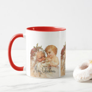 Caneca Natal Antigo Papai Noel E Bebê