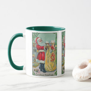 Caneca Natal Antigo, Papai Noel Vitoriano com Brinquedos
