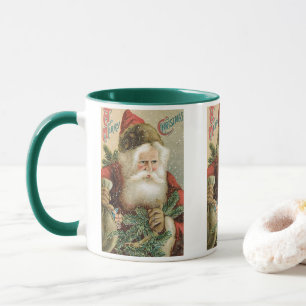 Caneca Natal Antigo, Papai Noel Vitoriano com Pinheiro
