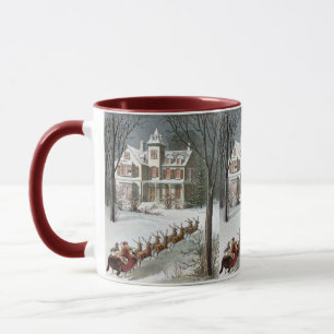 Caneca Natal Antigo, São Nicolau com Rena