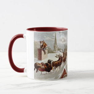 Caneca Natal Antigo, São Nicolau no Telhado
