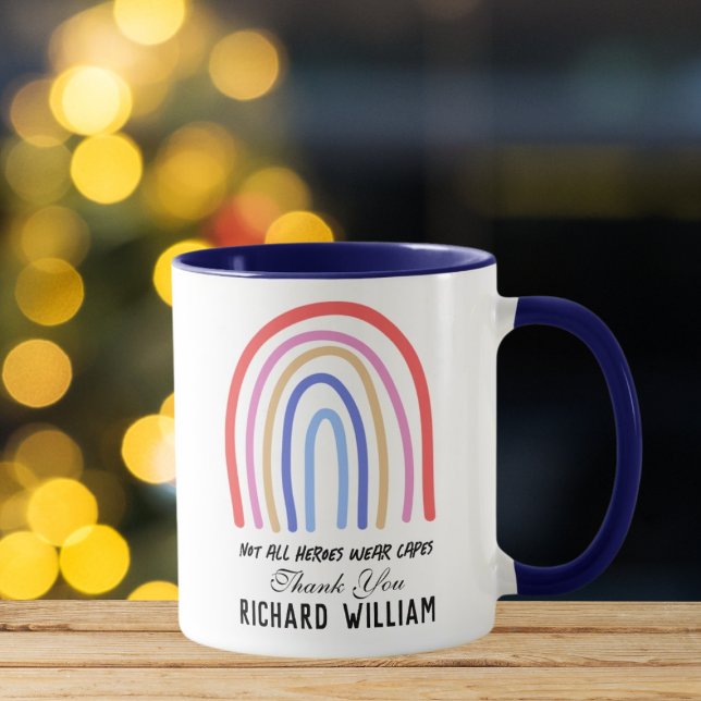 Caneca Natal Arco-íris Aquarela Professor(a) Obrigado Azu (Criador carregado)