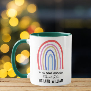 Caneca Natal Arco-íris Aquarela Professora Agradecimento