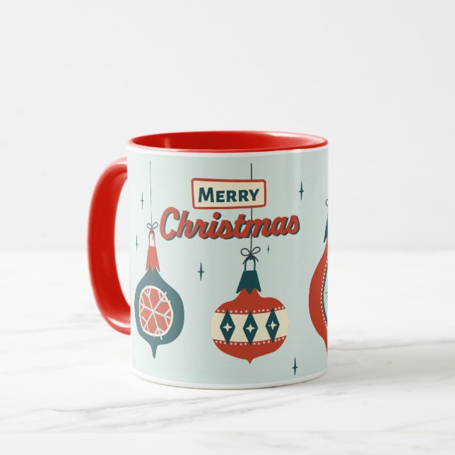 Caneca Natal Atômico de Meados do Século (Frente Esquerda)