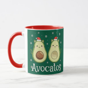 Caneca Natal Avocatos Kawaii Cat & Avocado