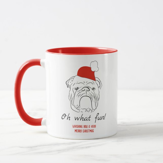 Caneca Natal com Bulldog Inglês (Esquerda)