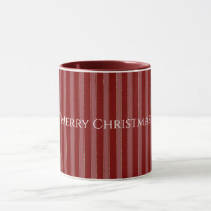 Caneca Natal com Listras Vermelhas e Douradas
