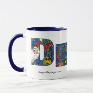CANECA NATAL D LETRA/PAPAI NOEL DE MONOGRAMA DE FÉCULA VE