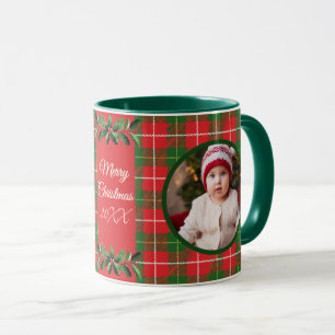 Caneca Natal da família personalizada Vermelho, Xadrez ve