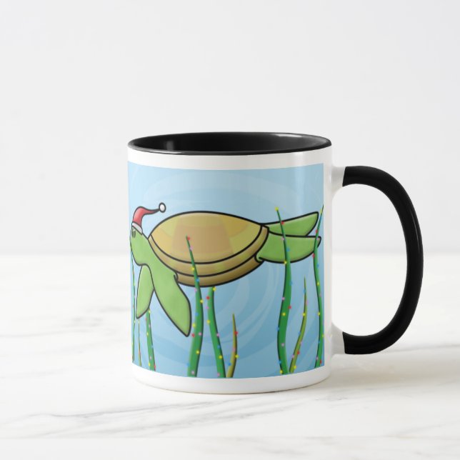 Caneca Natal da tartaruga de mar verde de Kawaii (Direita)