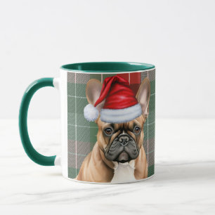 Caneca Natal da Xadrez de Férias do Buldogue Francês