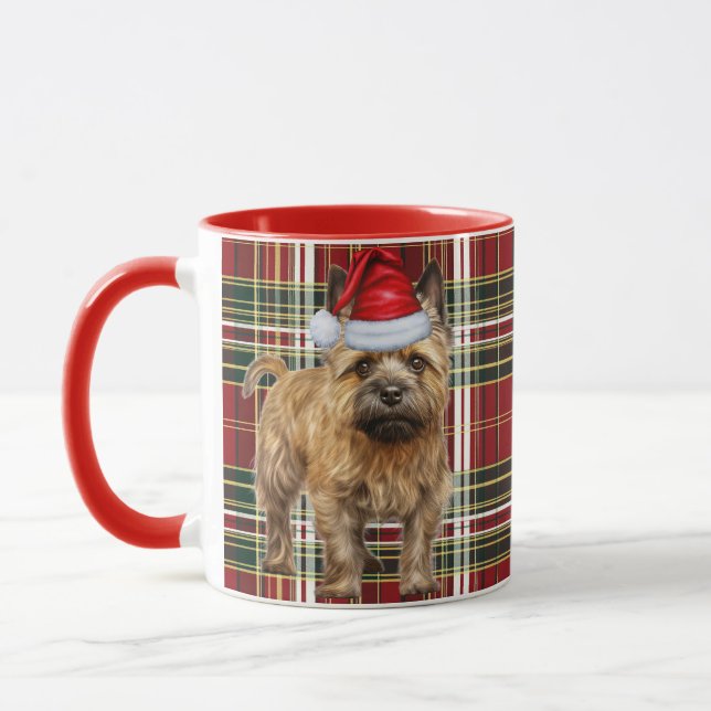 Caneca Natal da Xadrez de Férias do Cairn Terrier Dog Lov (Esquerda)
