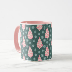 Caneca Natal das Árvores Rosa