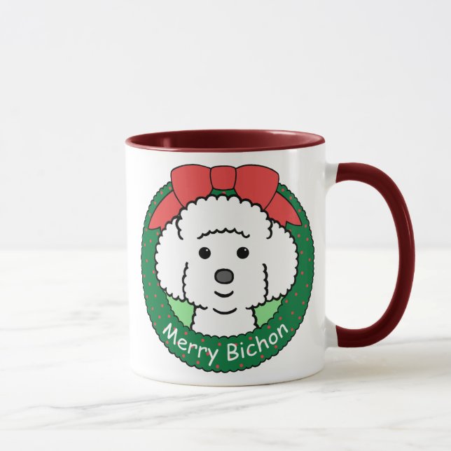 Caneca Natal de Bichon Frise (Direita)