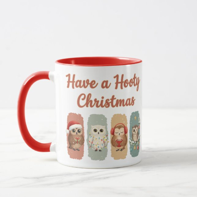 Caneca Natal de Coruja Fofa – Férias Corujais (Esquerda)
