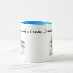 Caneca Natal de Papai Noel Surfista na Praia
