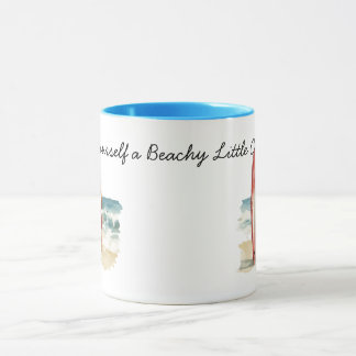 Caneca Natal de Papai Noel Surfista na Praia