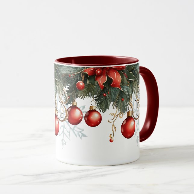 Caneca Natal de Red Bubble (Frente Esquerda)
