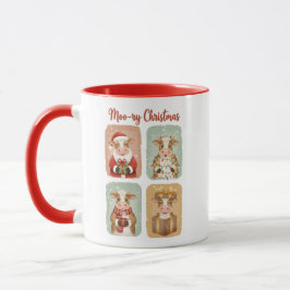 Caneca Natal de Vaca Fofa – Moo-rimês Natal