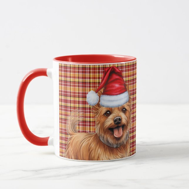 Caneca Natal de Xadrez de Férias Terrier Dog (Esquerda)